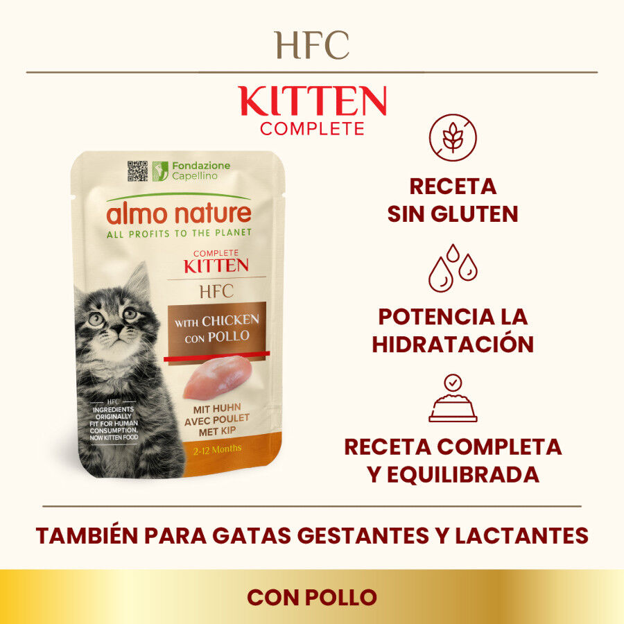 55 g Almo Nature Kitten HFC Frango saqueta para gatos, , large Imagem n&uacute;mero 2